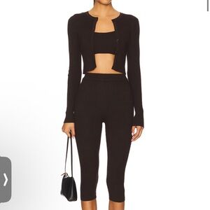 REVOLVE Chocolate Brown Ribbed Knit Top